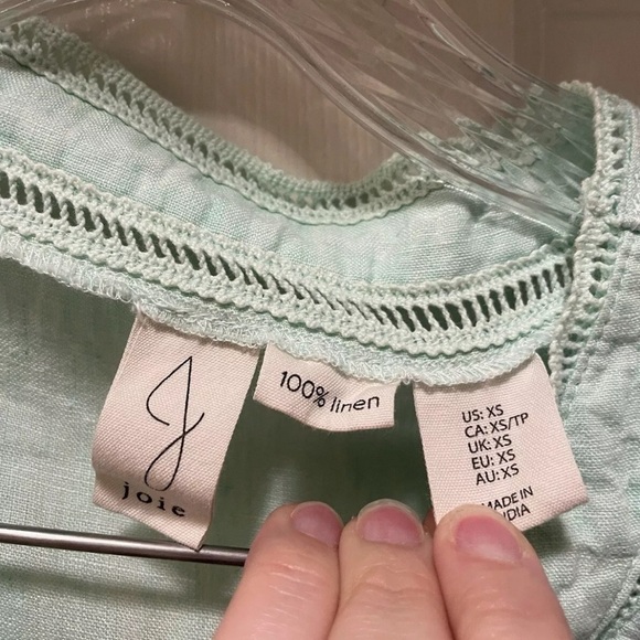 Joie 100% Linen Mint Green Pullover Tunic Size XS - Picture 4 of 6